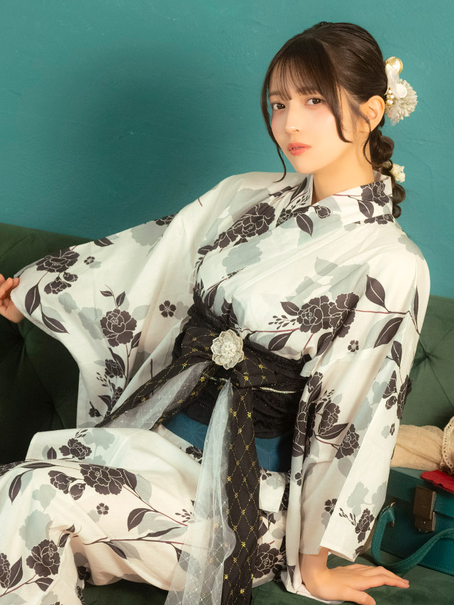 麻の葉 幾何学柄 紺地 レトロ 2点セット 黒嵜菜々子着用 着用イメージ5