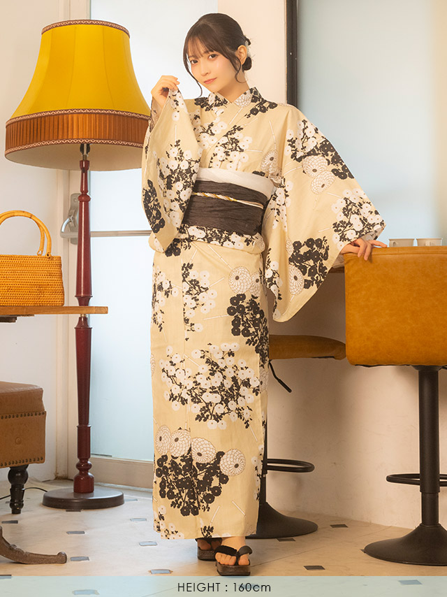 霞草 マスタードカラー レトロ 2点セット 黒嵜菜々子着用 前面デザイン