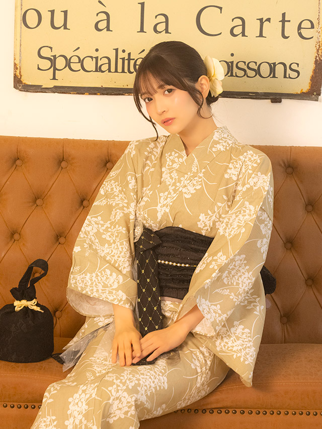 霞草 マスタードカラー レトロ 2点セット 黒嵜菜々子着用イメージ2