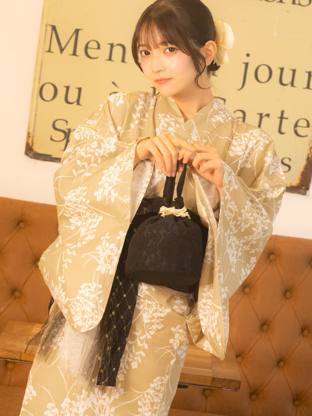 霞草 マスタードカラー レトロ 2点セット 黒嵜菜々子着用イメージ3