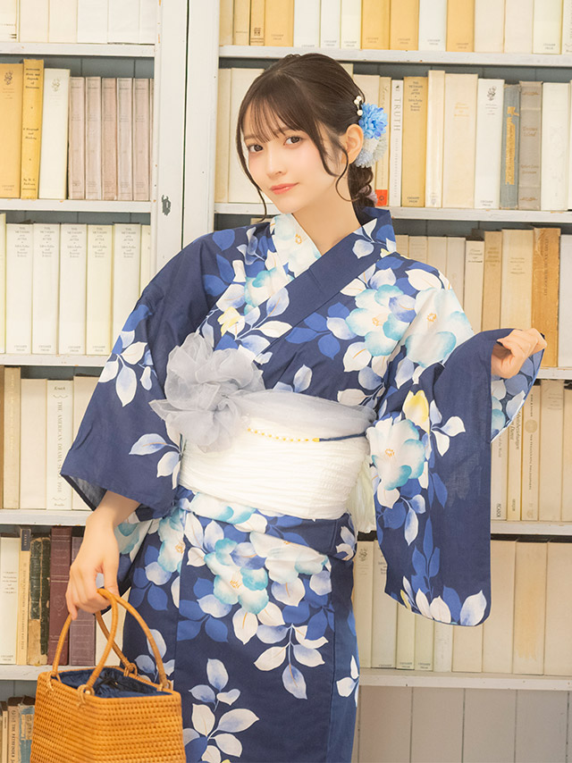 麻の葉 幾何学柄 紺地 レトロ 2点セット 黒嵜菜々子着用 イメージ1