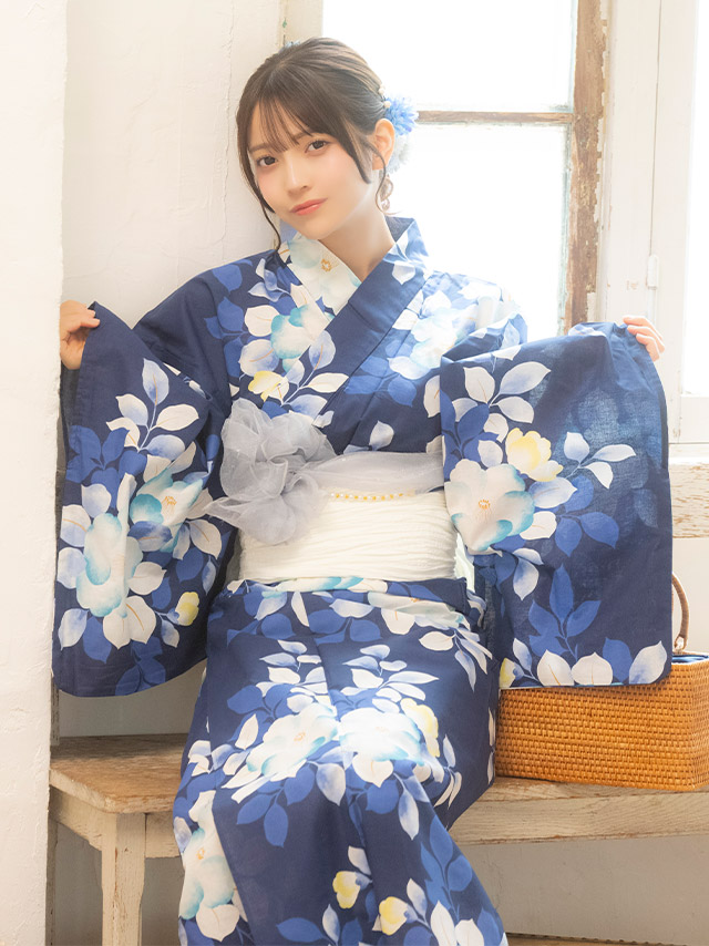 麻の葉 幾何学柄 紺地 レトロ 2点セット 黒嵜菜々子着用 イメージ3