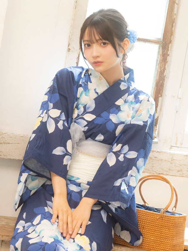 麻の葉 幾何学柄 紺地 レトロ 2点セット 黒嵜菜々子着用 着用イメージ5