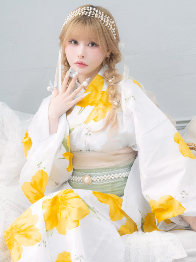 白地 イエロー シャクナゲ ガーリー sweet 2点セット 戦慄かなの着用 着用イメージ1