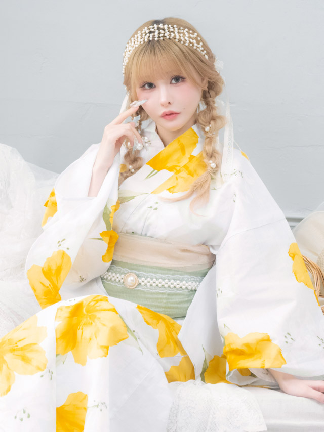 白地 イエロー シャクナゲ ガーリー sweet 2点セット 戦慄かなの着用 着用イメージ5