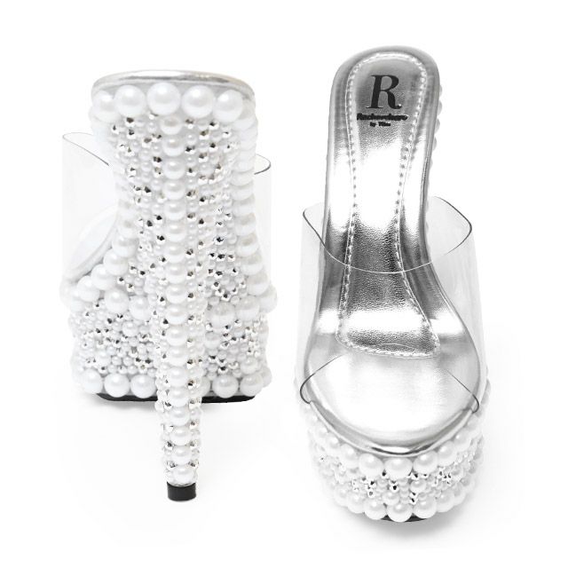 キャバヒール イメージ1 ラインパールソールクリアサンダル