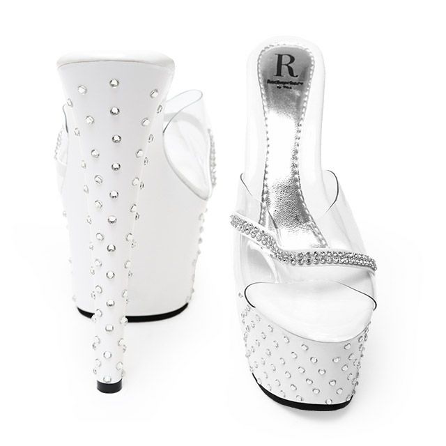 キャバヒール イメージ1 ストーン付き厚底クリアサンダル