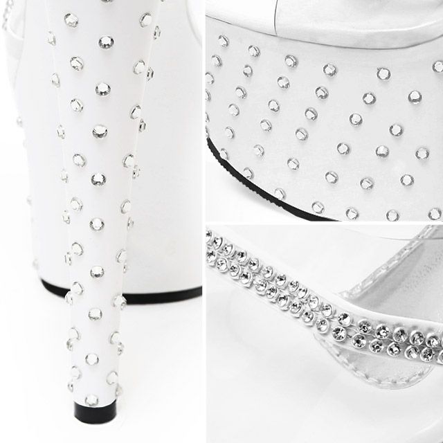 キャバヒール イメージ2 ストーン付き厚底クリアサンダル