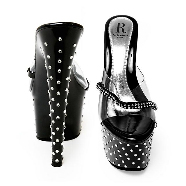 キャバヒール イメージ1 ラインストーンドット風デザインクリアサンダル