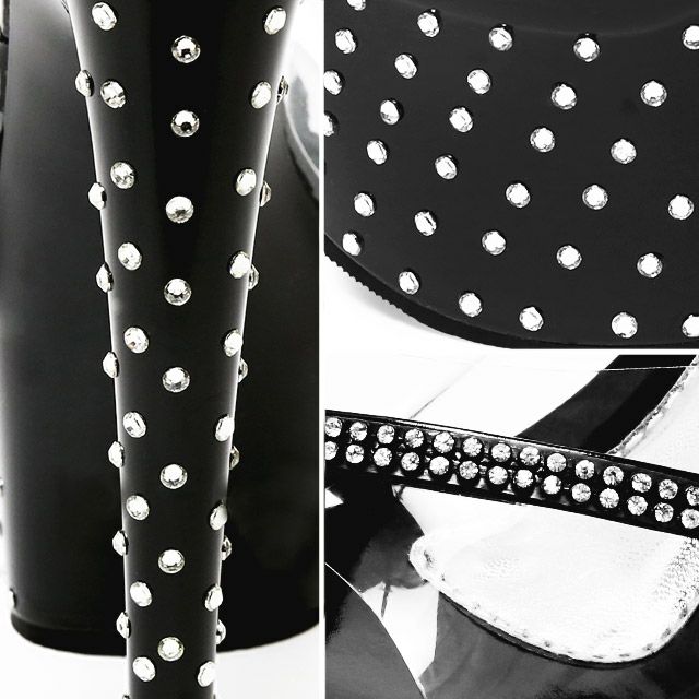 キャバヒール イメージ2 ラインストーンドット風デザインクリアサンダル