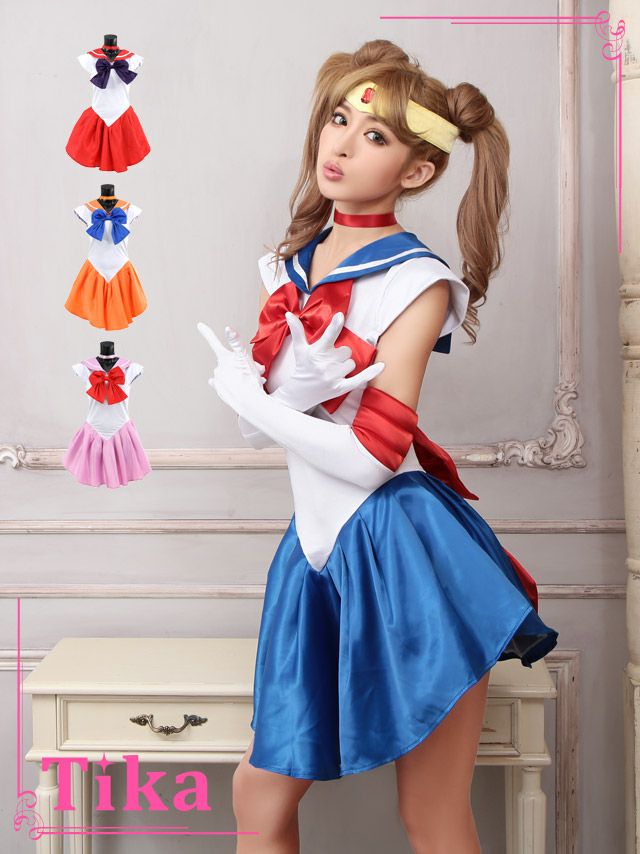 コスプレ セーラー服の美少女 4点セット ミニワンピ 4点セット