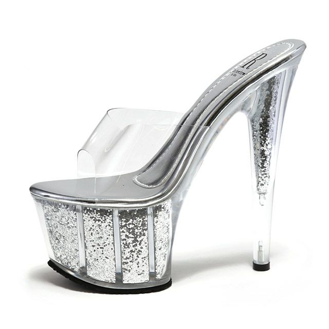 キャバヒール イメージ1 ラメインキラキラハイヒールクリアサンダル