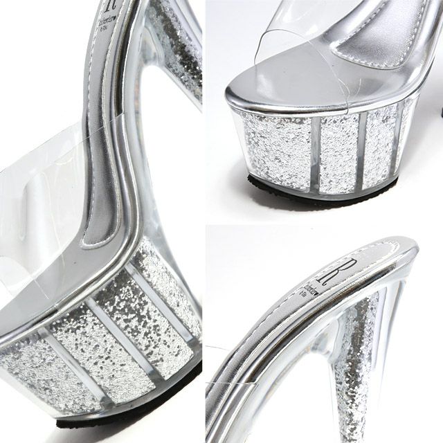 キャバヒール イメージ3 ラメインキラキラハイヒールクリアサンダル