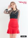 メイン画像 キャバドレス 安い Tika ティカ 久保七瀬着用 レース ロングスリーブ トランペット スカート ミニドレス レッド ラベンダー S?XLサイズ キャバ ドレス 大きいサイズ ミニ 膝丈 可愛い 通販