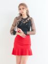 イメージ画像1 キャバドレス 安い Tika ティカ 久保七瀬着用 レース ロングスリーブ トランペット スカート ミニドレス レッド ラベンダー S?XLサイズ キャバ ドレス 大きいサイズ ミニ 膝丈 可愛い 通販