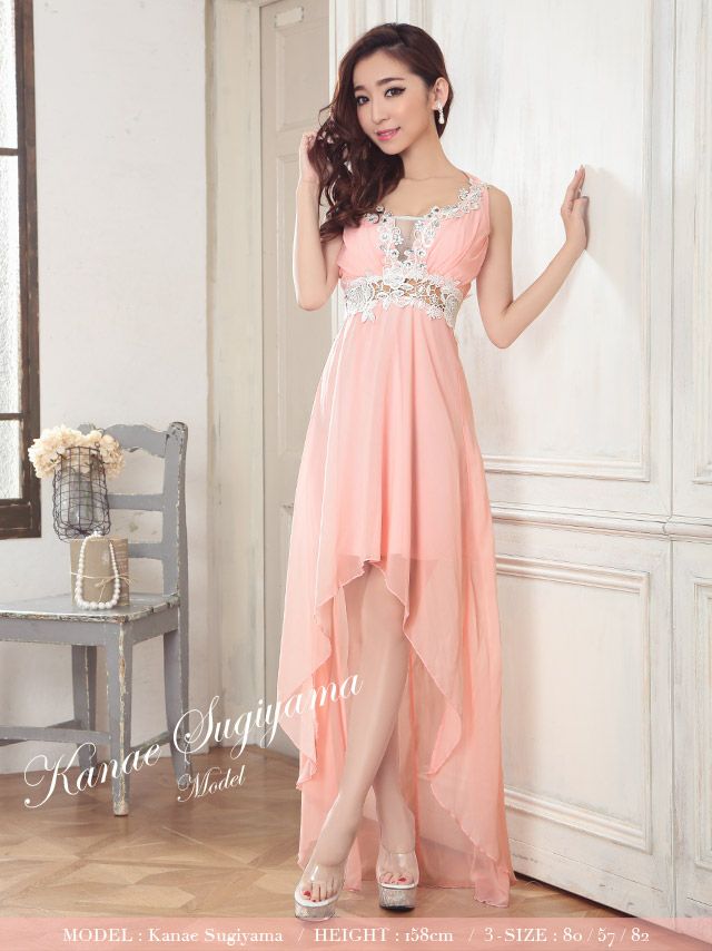 イメージ画像3 キャバドレス 安い Tika ティカ 杉山佳那恵着用 レース シフォン フィッシュテール ミニドレス ホワイト ピンク グリーン S?XXLサイズ キャバ ドレス 大きいサイズ 可愛い 通販