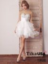 イメージ画像5 キャバドレス ミニ Tika ティカ 胸元 ビジュー シフォン フリル ミニドレス ブルー ホワイト XS?Lサイズ ナイトドレス キャバ ドレス 大きいサイズ キャバワンピ ワンピース 通販