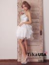 イメージ画像6 キャバドレス ミニ Tika ティカ 胸元 ビジュー シフォン フリル ミニドレス ブルー ホワイト XS?Lサイズ ナイトドレス キャバ ドレス 大きいサイズ キャバワンピ ワンピース 通販