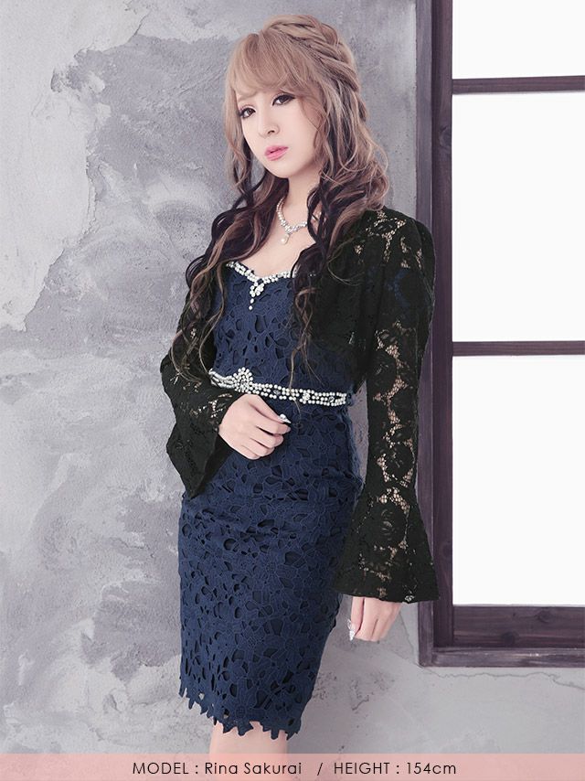 イメージ画像2 総レースベルスリーブ長袖ボレロ