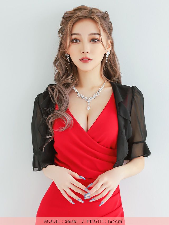 イメージ画像2 シフォン素材フリル半袖ボレロ