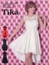 メイン画像 キャバドレス 安い Tika ティカ ゆんころ着用 花柄 刺繍 オーガンジー ロングテールドレス ホワイト レッド ネイビー ブラック Mサイズ キャバ ドレス 可愛い 白 赤 紺 黒 通販