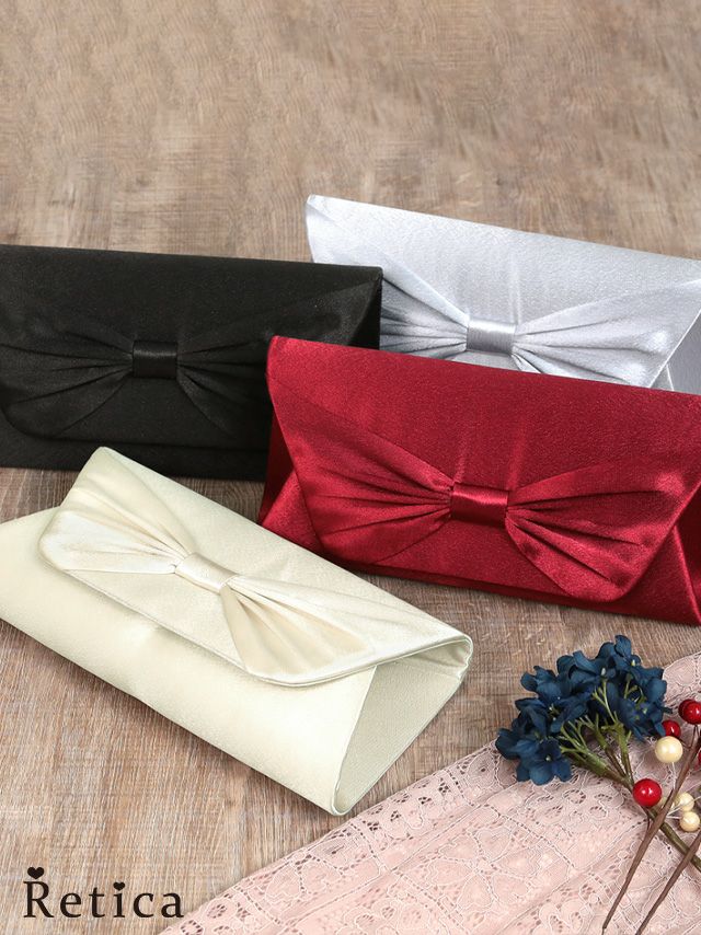 2wayリボンデザインサテンパーティーバッグ