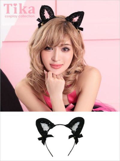 [コスプレ] 小物 リボン付きネコ耳カチューシャ