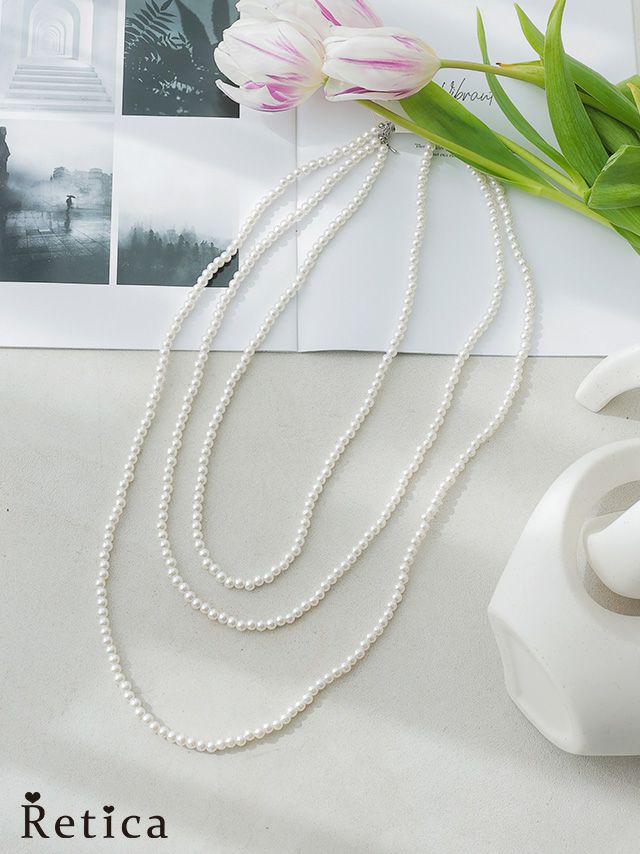 ３連ロングタイプパールネックレス