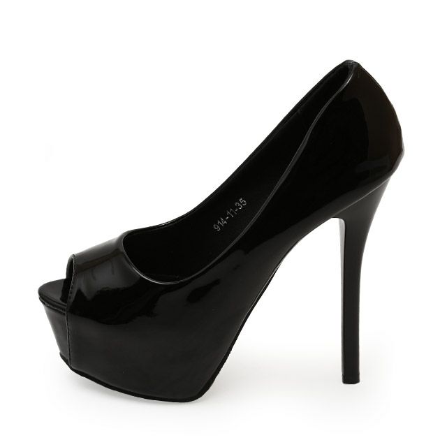 キャバヒール イメージ1 ワンカラーシンプルブラックオープントゥワンカラーパンプス