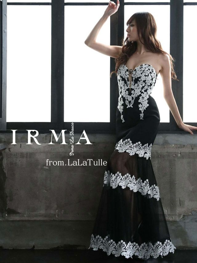 IRMA イルマ 高級刺繍レース×シースルータイトロングドレス