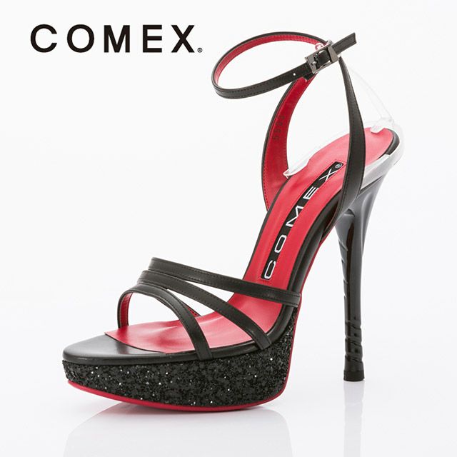 キャバヒール メイン画像 COMEX コメックス ブラックグリッターストラップサンダル