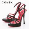 キャバヒール イメージ1 COMEX コメックス ブラックグリッターストラップサンダル