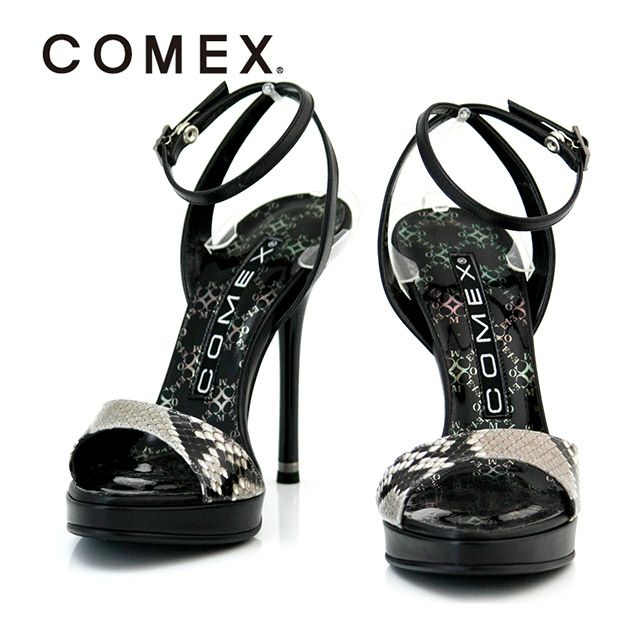 キャバヒール メイン画像 COMEX コメックス ニシキパイソン柄×レザーストラップサンダル