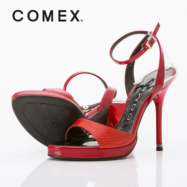 キャバヒール イメージ3 COMEX コメックス レッドパイソンレザーストラップサンダル