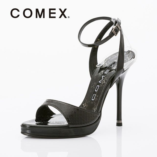 キャバヒール メイン画像 パイソン柄×レザーストラップサンダル