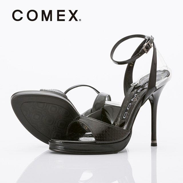 キャバヒール イメージ3 パイソン柄×レザーストラップサンダル