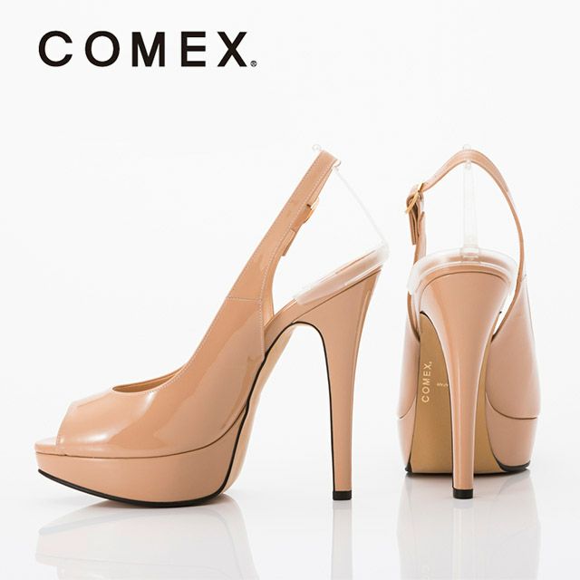 キャバヒール イメージ2 美フォルムピンクベージュバックストラップレザーサンダル