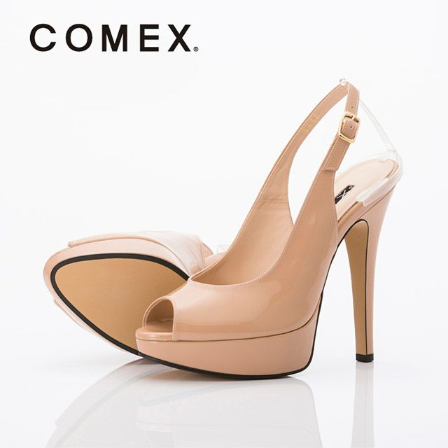 キャバヒール イメージ3 美フォルムピンクベージュバックストラップレザーサンダル