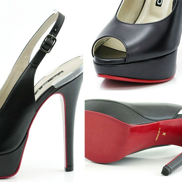 キャバヒール イメージ1 美フォルムブラックストラップレザーハイヒールサンダル