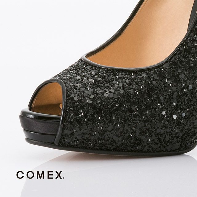 キャバヒール イメージ4 ブラックラメオープントゥキラキラハイヒールパンプス