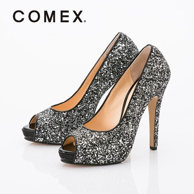 キャバヒール イメージ1 グリッターラメオープントゥキラキラハイヒールパンプス