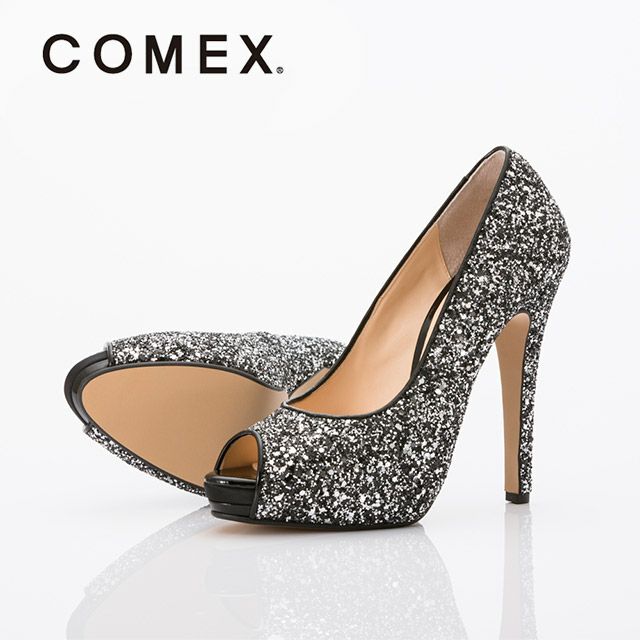 キャバヒール イメージ3 グリッターラメオープントゥキラキラハイヒールパンプス