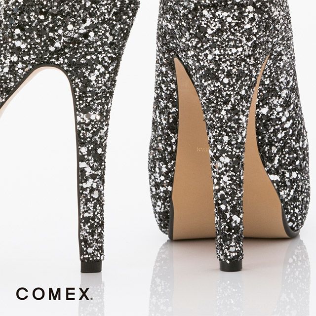 キャバヒール イメージ5 グリッターラメオープントゥキラキラハイヒールパンプス