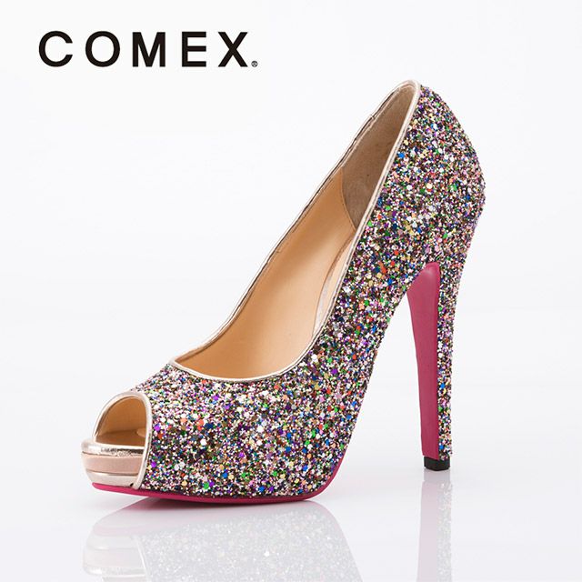 キャバヒール メイン画像 オールグリッターキラキラハイヒールオープントゥパンプス