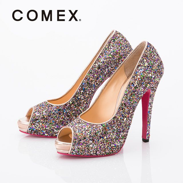 キャバヒール イメージ1 オールグリッターキラキラハイヒールオープントゥパンプス