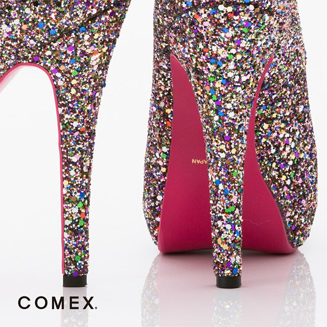 キャバヒール イメージ5 オールグリッターキラキラハイヒールオープントゥパンプス