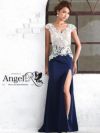 Angel-R エンジェルアール 高級花柄レース切替フリル袖ロングドレス