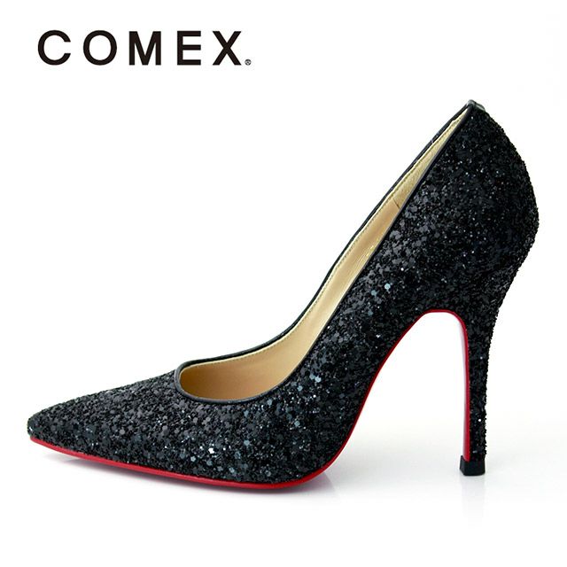 キャバヒール イメージ1 ブラックラメポインテッドトゥキラキラハイヒールパンプス