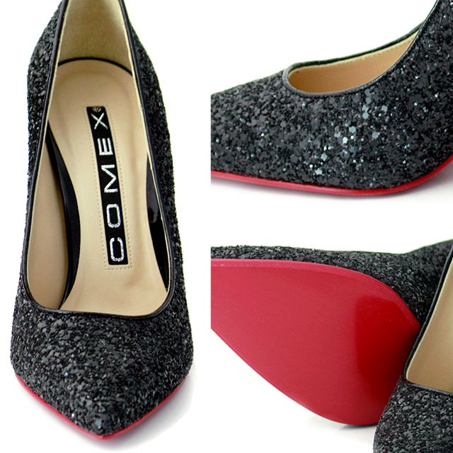 キャバヒール イメージ4 ブラックラメポインテッドトゥキラキラハイヒールパンプス