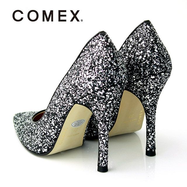 キャバヒール イメージ3 ブラックシルバーグリッターポインテッドトゥキラキラハイヒールパンプス